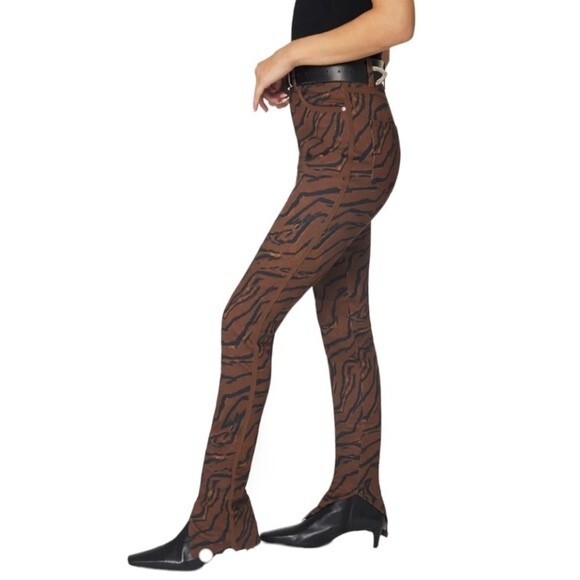 NWT WeWoreWhat The Icon Jeans Tiger Piped Stiletto Split Hem Denim Size 24 - Picture 1 of 13